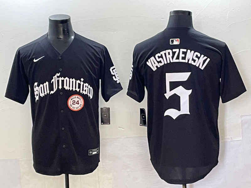 Men 2025 San Francisco Giants #5 Yastrezemski Black Five generations Joint Name Nike MLB Jersey style 3